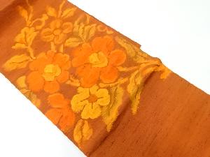 リサイクル　手織り紬草花模様織出し名古屋帯